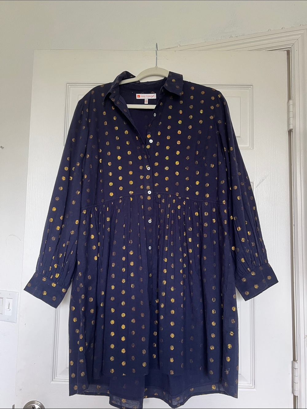 Jude Connally Navy Top with Subtle Gold Speckle